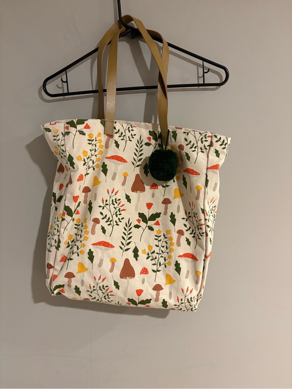Mushroom Wildflower Recycled Cotton Tote Bag Cottagecore Botanical Purse